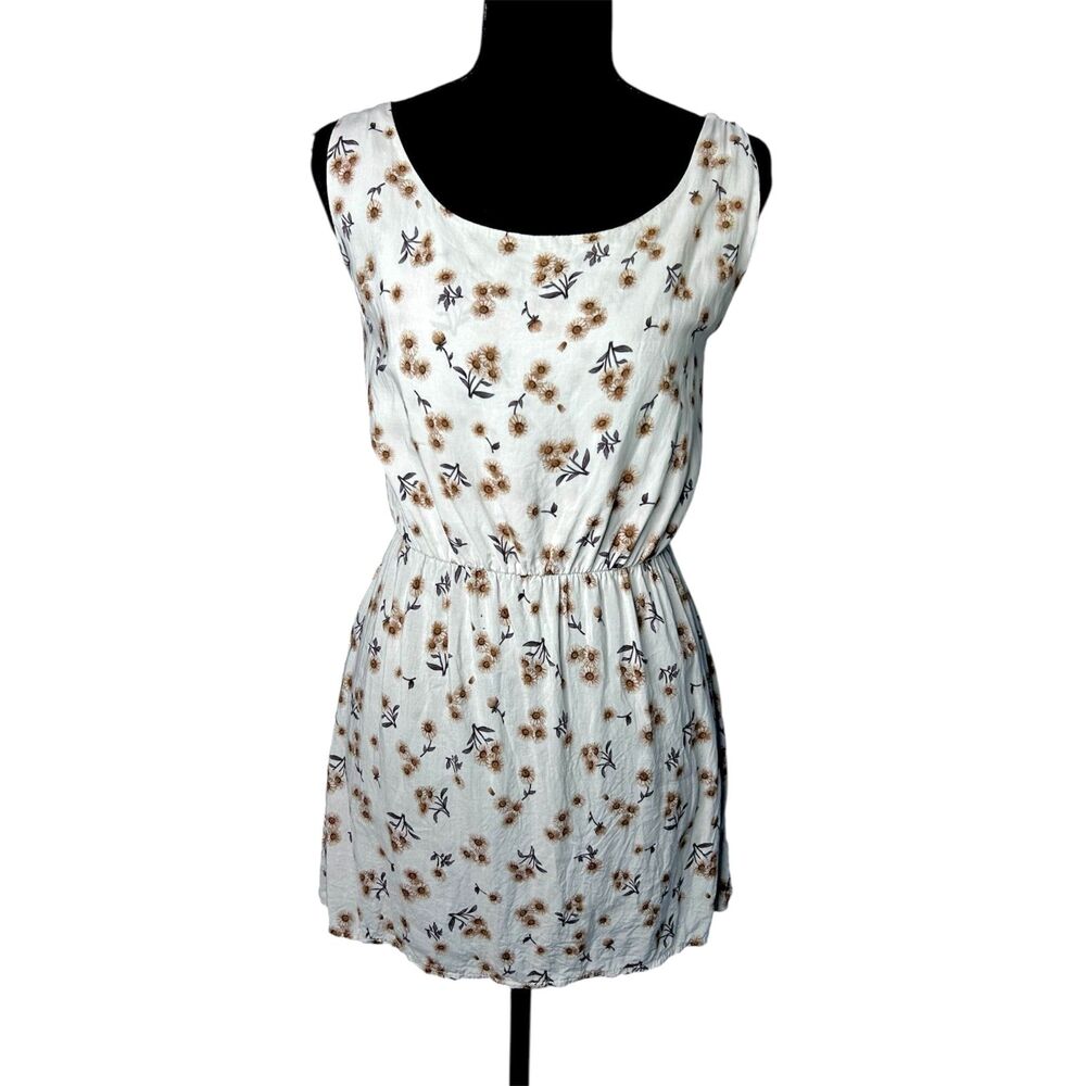 Brandy Melville Open Back Sunflower Mini Dress Coquette Cottage Floral Sundress